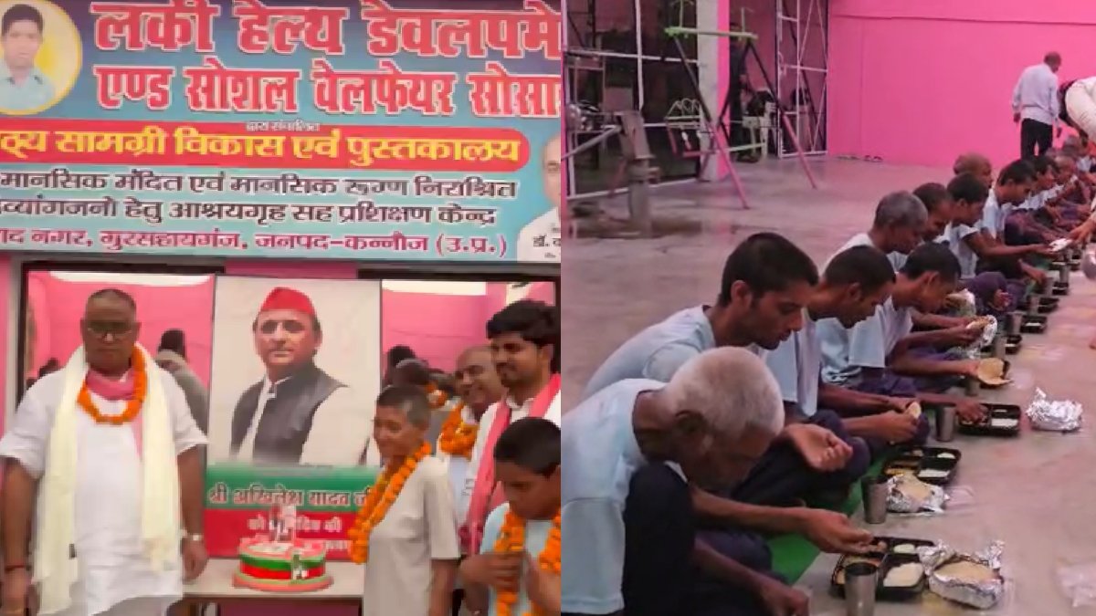 अनाथ दिव्यांगों के बीच पहुंचे सपा नेता, केक काटकर मनाया अखिलेश का जन्मदिन